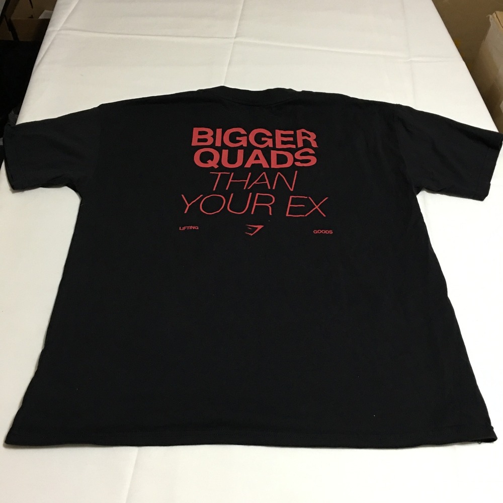Gymshark T-shirt Mens Large Black Bigger Quads Than Your Ex Graphic Short Sleeve